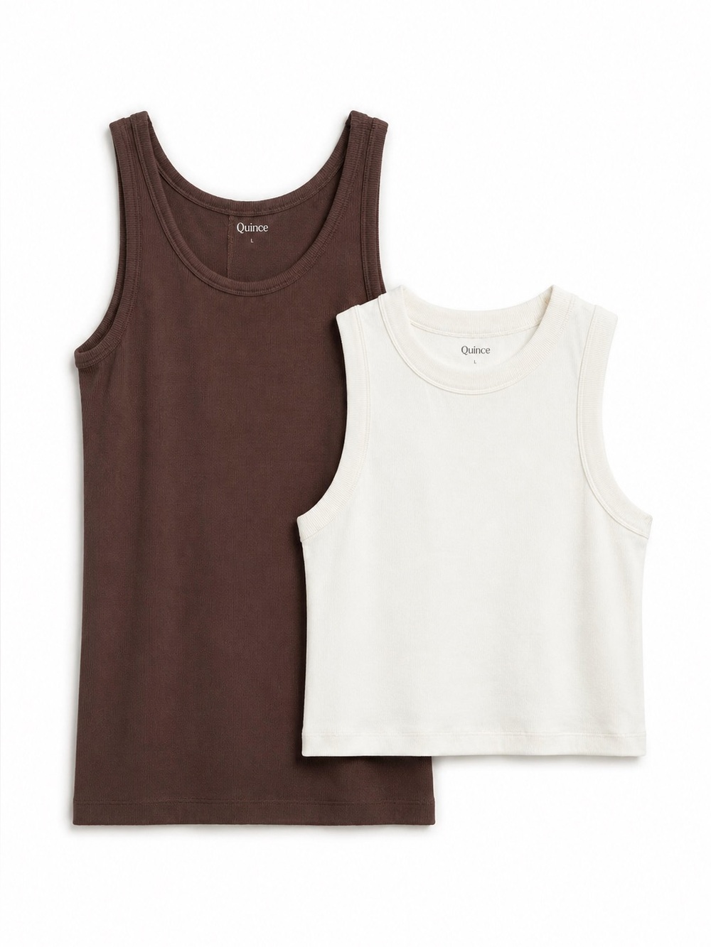 Quince NWT Set of 2 Tank Tops Organic Cotton Micro Rib Tanks Large Sleeveless